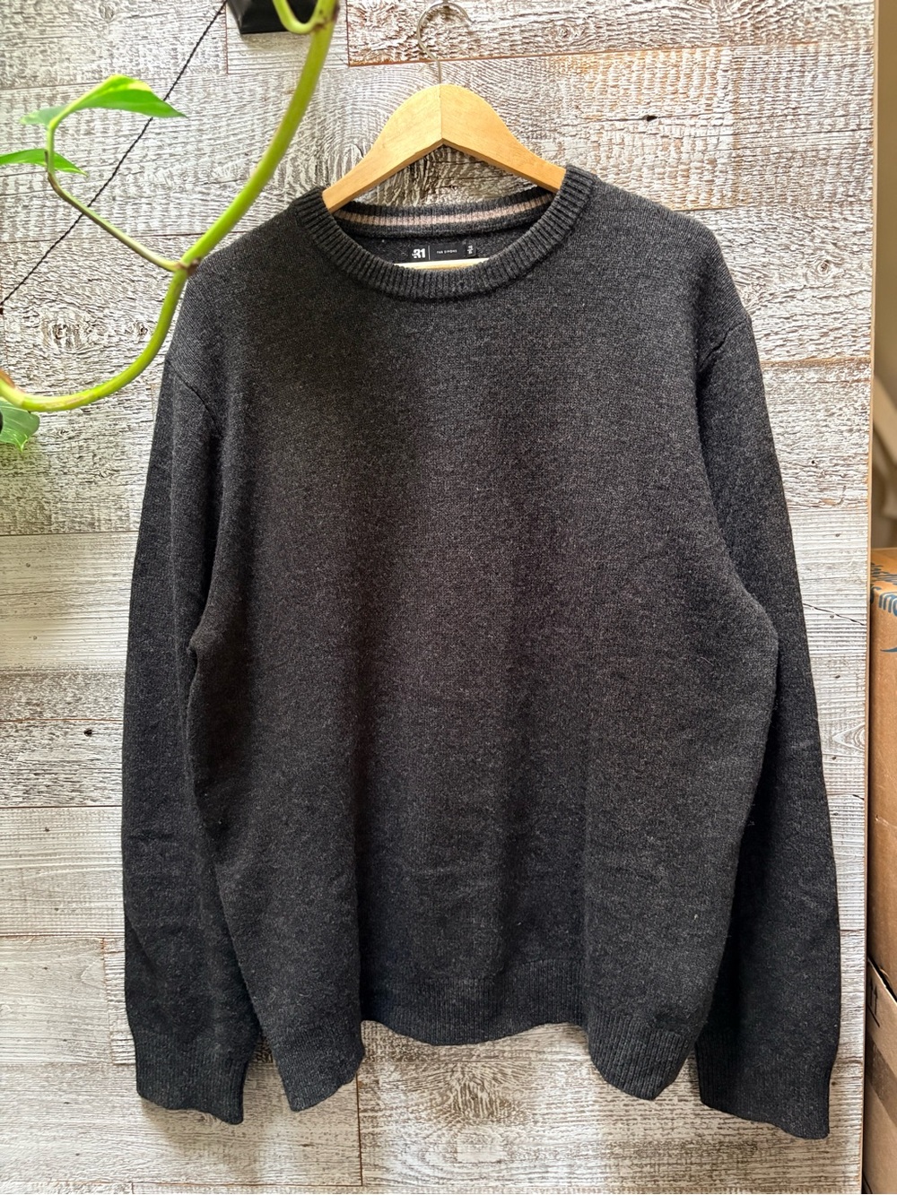 Le 31 (Simons) | Lambswool Crewneck Classic Pullover Sweater - Men's XL, Gray